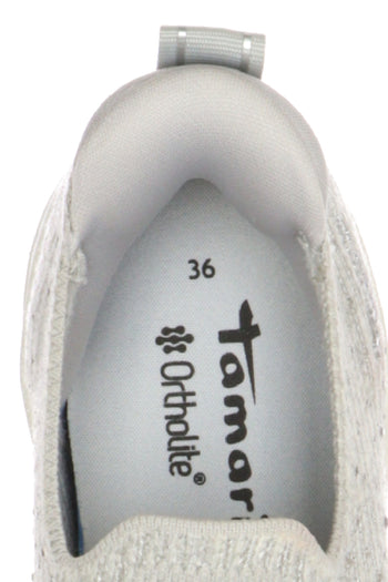 Mocassino nero e bianco in tessuto elastico con strass a colore Tamaris - 10