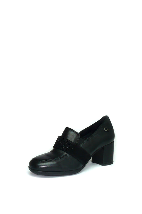 Mocassino nero in pelle con tacco Cinzia Soft - 1