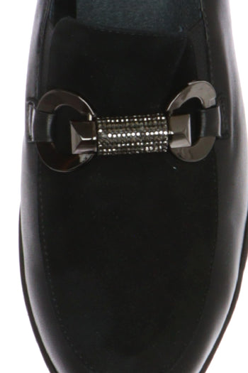 Mocassino nero in pelle e camoscio con catena luminosa Soffice Sogno - 5