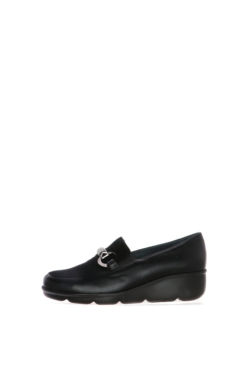 Mocassino nero in pelle e camoscio con catena luminosa Soffice Sogno - 1