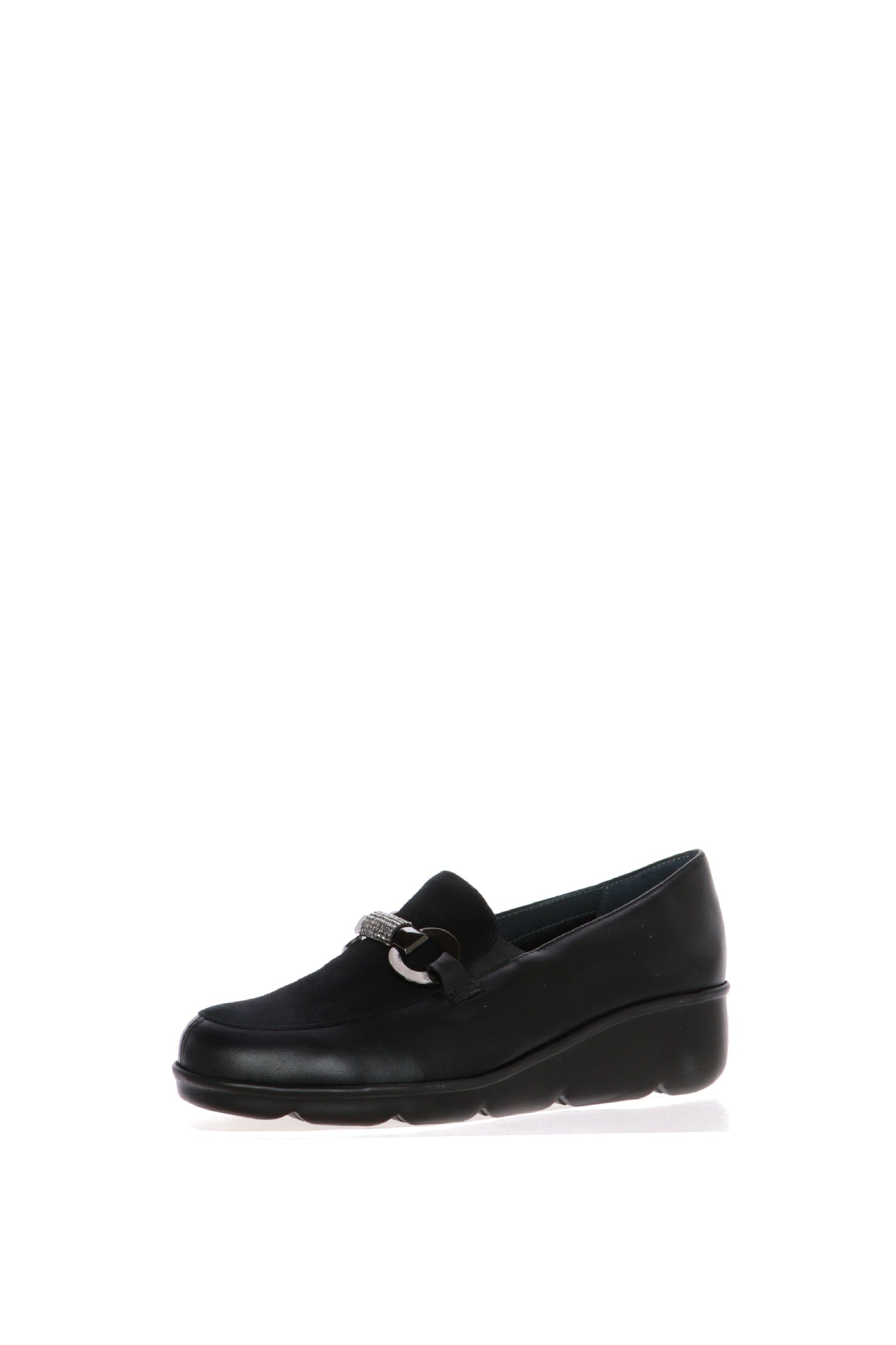 Mocassino nero in pelle e camoscio con catena luminosa Soffice Sogno 2