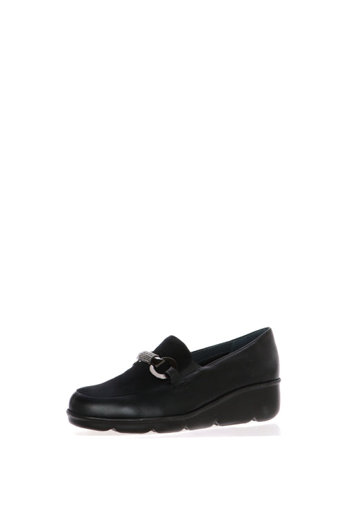 Mocassino nero in pelle e camoscio con catena luminosa Soffice Sogno - 2