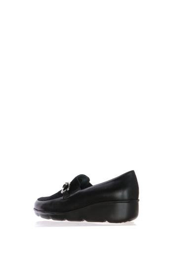 Mocassino nero in pelle e camoscio con catena luminosa Soffice Sogno - 3