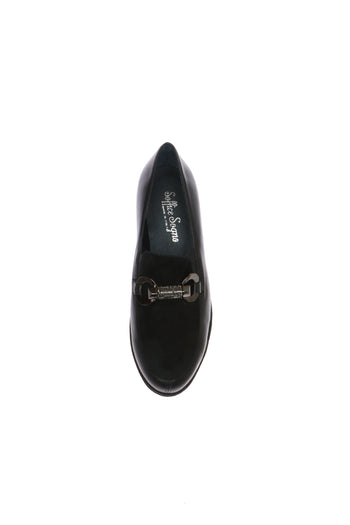 Mocassino nero in pelle e camoscio con catena luminosa Soffice Sogno - 6
