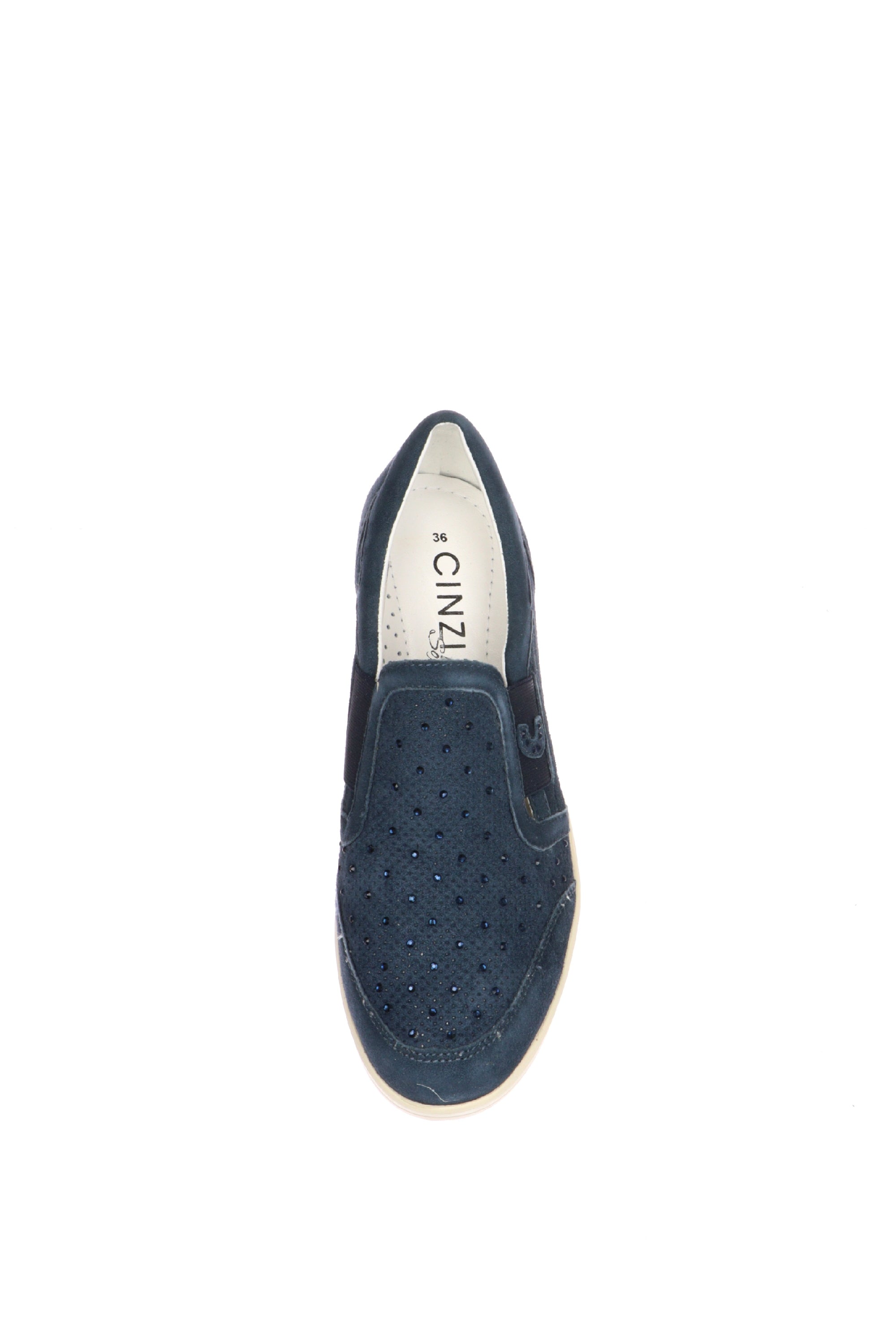 Mocassino primaverile blu con strass Cinzia Soft