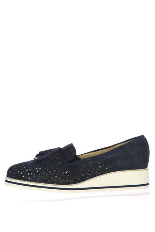 Mocassino traforato beige e blu dal 32 al 45 Comoda Miss - 2