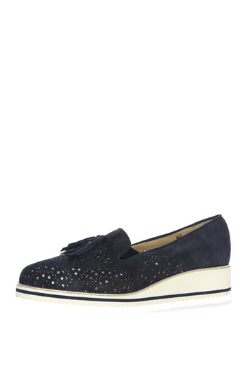 Mocassino traforato beige e blu dal 32 al 45 Comoda Miss - 4