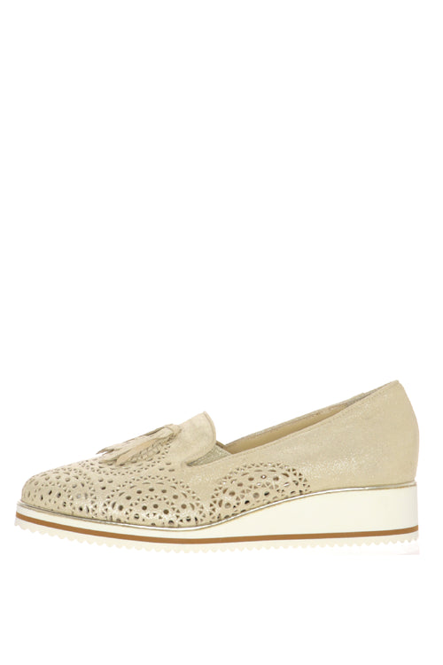 Mocassino traforato beige e blu dal 32 al 45 Comoda Miss - 1