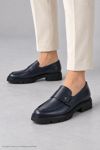 Mocassino tendenza in pelle blu Soffice Sogno - 3