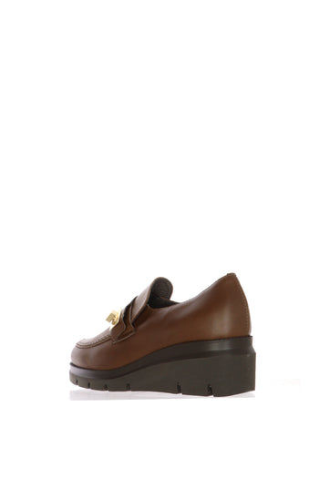 Mocassino tendenza in pelle cuoio e nero Soffice Sogno - 6
