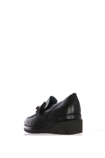 Mocassino tendenza in pelle cuoio e nero Soffice Sogno - 5