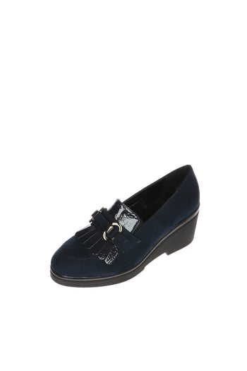 Mocassino zeppa alta nero beige e blu Cinzia Soft - 6