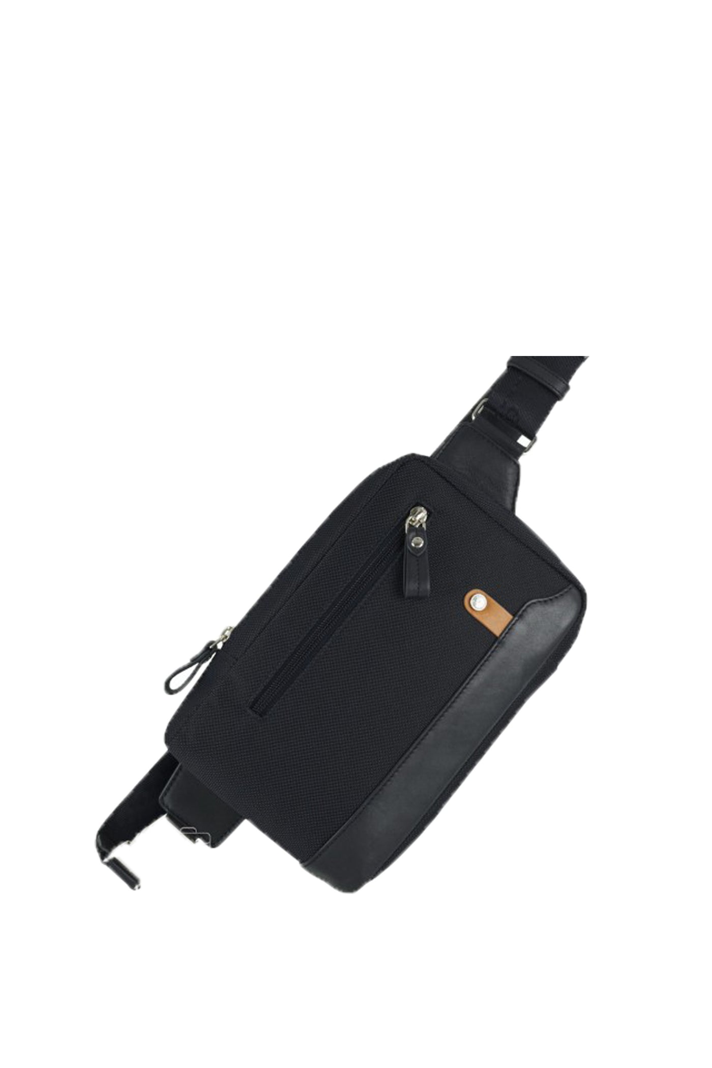 Monospalla Marsupio in tessuto e pelle Nero 2