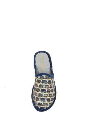 Pantofola Cinzia Soft blu e beige con zeppa - 8