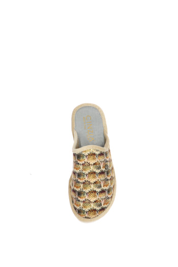 Pantofola Cinzia Soft blu e beige con zeppa - 7