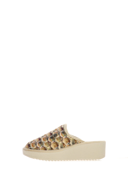 Pantofola Cinzia Soft blu e beige con zeppa - 1