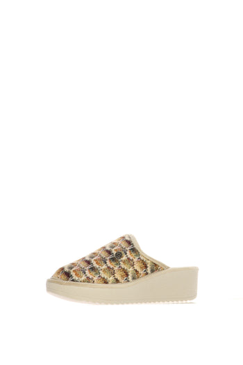 Pantofola Cinzia Soft blu e beige con zeppa - 3