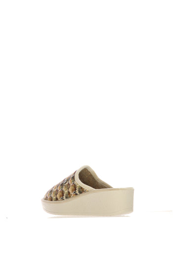 Pantofola Cinzia Soft blu e beige con zeppa - 5