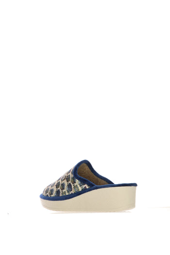 Pantofola Cinzia Soft blu e beige con zeppa - 6