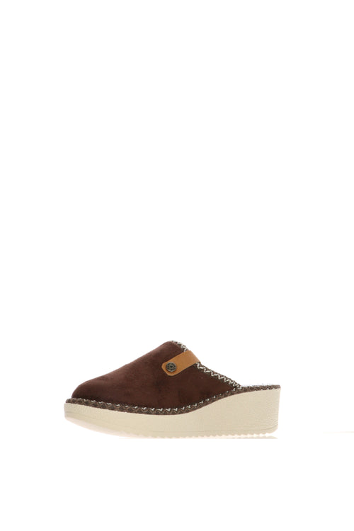 Pantofola Cinzia Soft marrone in panno con zeppa - 2
