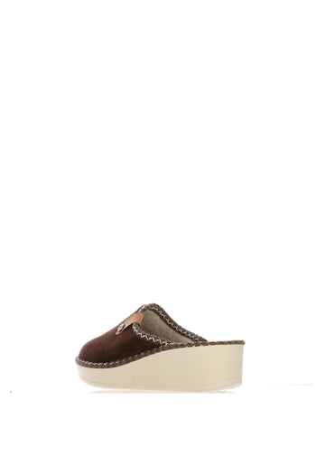 Pantofola Cinzia Soft marrone in panno con zeppa - 3