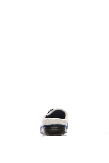 Pantofola Susimoda in feltro blu e beige con applicazione floreale - 9
