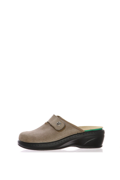Pantofola beige in tessuto elastico con plantare estraibile Fly Flot - 1