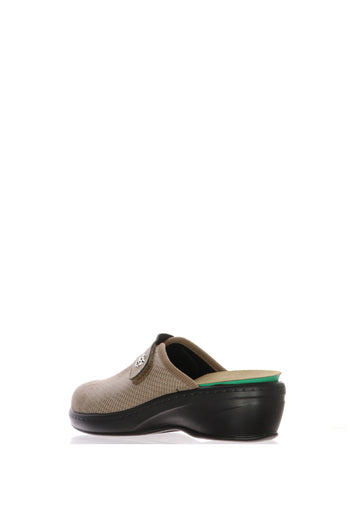 Pantofola beige in tessuto elastico con plantare estraibile Fly Flot - 3