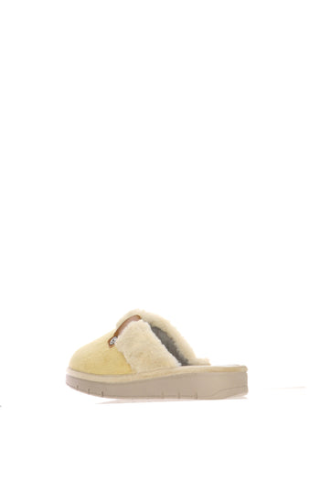 Pantofola bordeaux e camel con pelliccia con zeppa - 5