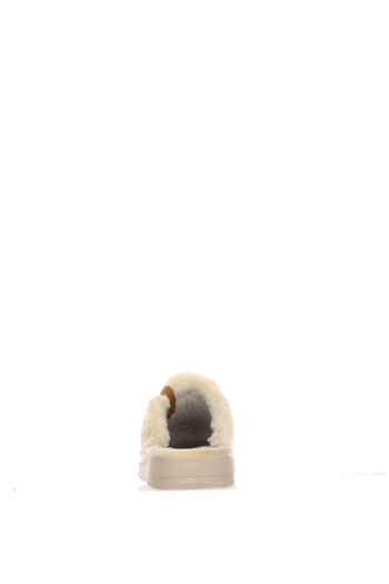 Pantofola bordeaux e camel con pelliccia con zeppa - 9
