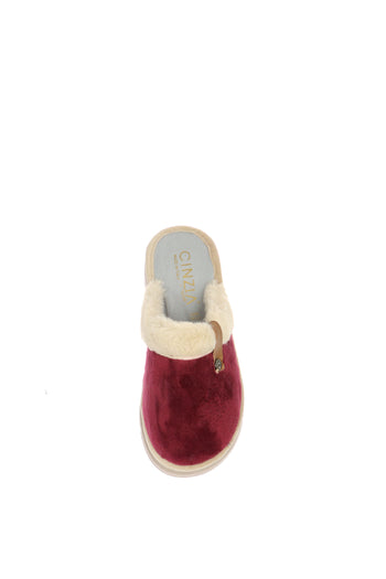 Pantofola bordeaux e camel con pelliccia con zeppa - 8