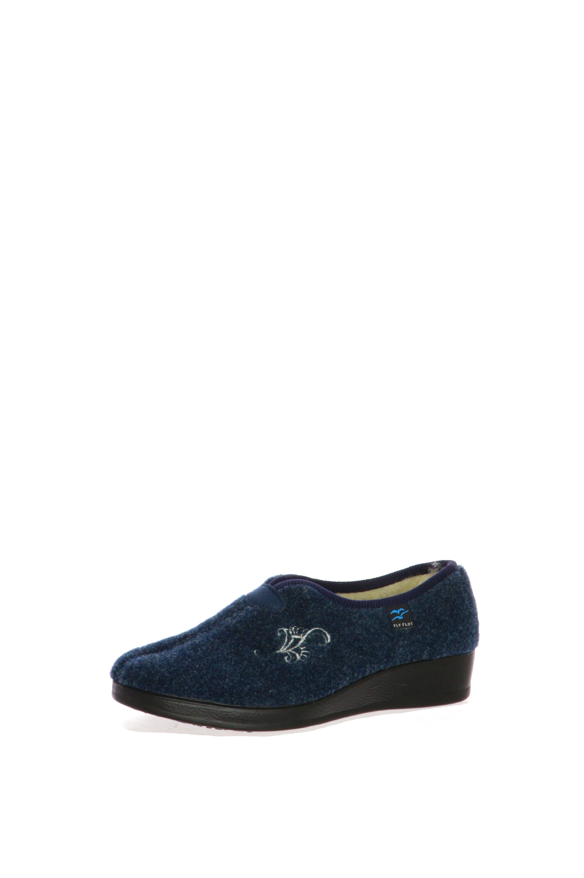 Pantofola chiusa mocassino in panno blu Fly Flot