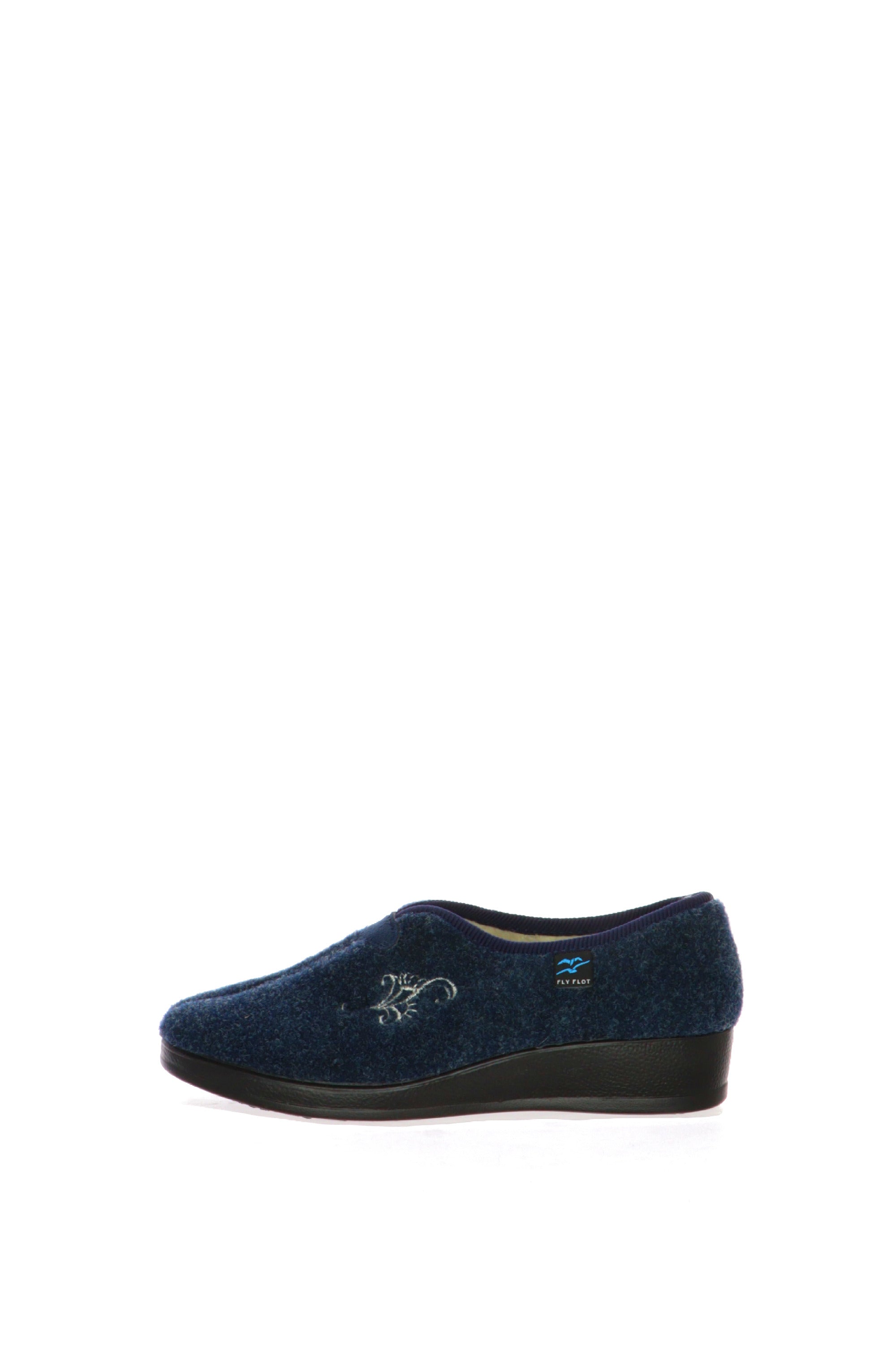 Pantofola chiusa mocassino in panno blu Fly Flot