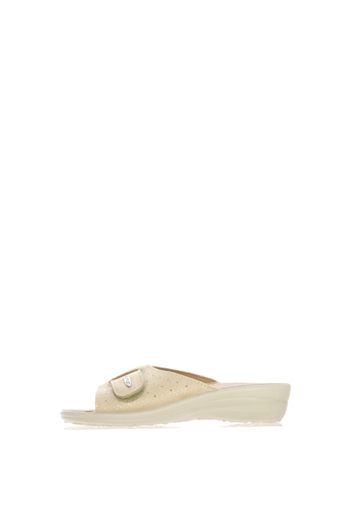 Pantofola con fascia larga e velcro sottopiede in pelle Fly Flot - 1