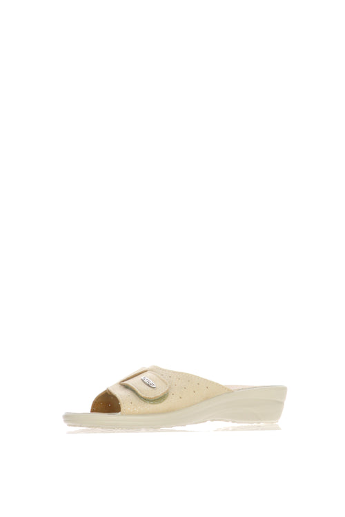 Pantofola con fascia larga e velcro sottopiede in pelle Fly Flot - 2