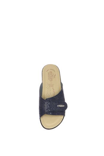 Pantofola con fascia regolabile velcro sottopiede in pelle anatomico Fly Flot t4a57 - 6