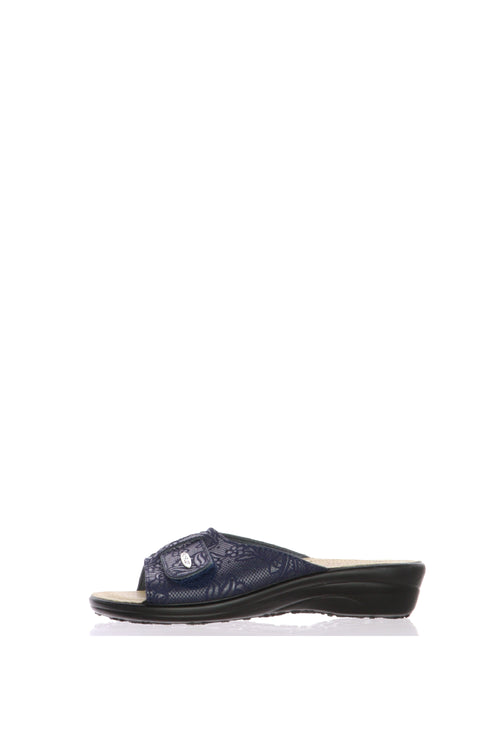 Pantofola con fascia regolabile velcro sottopiede in pelle anatomico Fly Flot t4a57 - 2