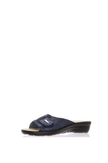 Pantofola con fascia regolabile velcro sottopiede in pelle anatomico Fly Flot t4a57 - 4