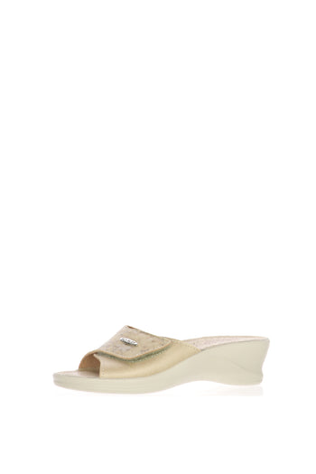 Pantofola donna beige fascia con velcro  Fly Flot - 3