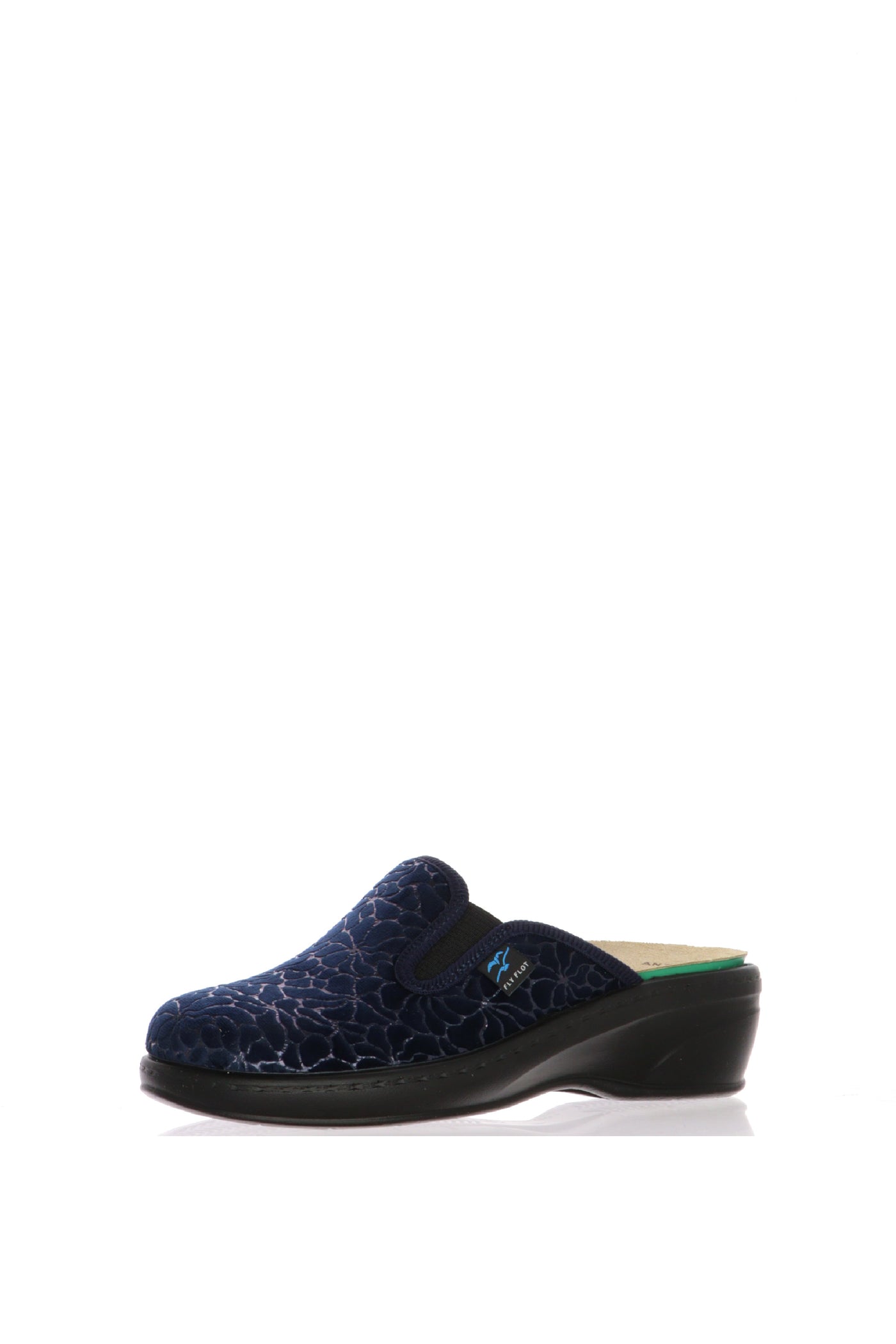 Pantofola in tessuto stampato elastico blu con planatre estraibile Fly Flot 2