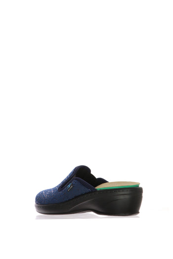 Pantofola in tessuto stampato elastico blu con planatre estraibile Fly Flot - 3