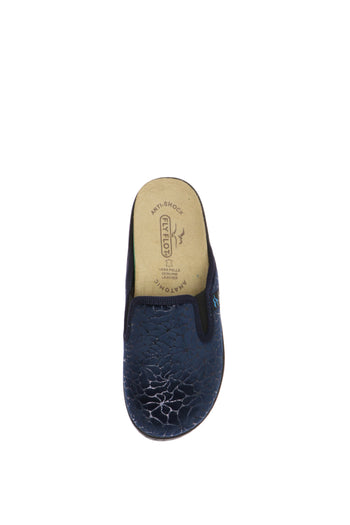 Pantofola in tessuto stampato elastico blu con planatre estraibile Fly Flot - 5