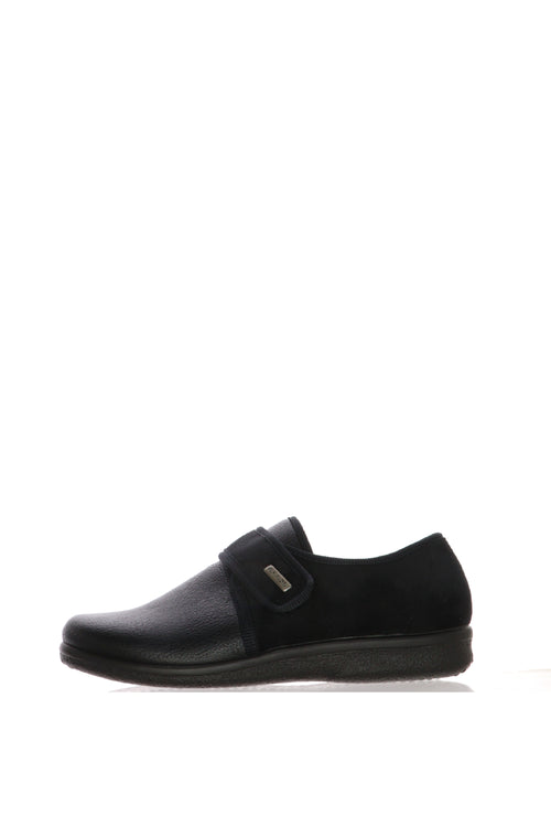 Pantofola/scarpa chiusa nera in pelle elasticizzata Fly Flot - 1