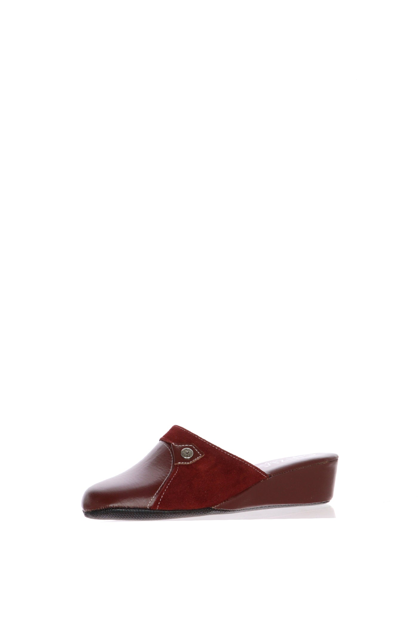 Pantofola scendiletto blu e bordeaux in pelle Cinzia Soft