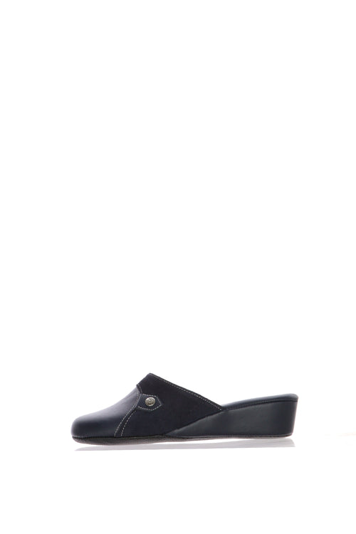 Pantofola scendiletto blu e bordeaux in pelle Cinzia Soft - 2