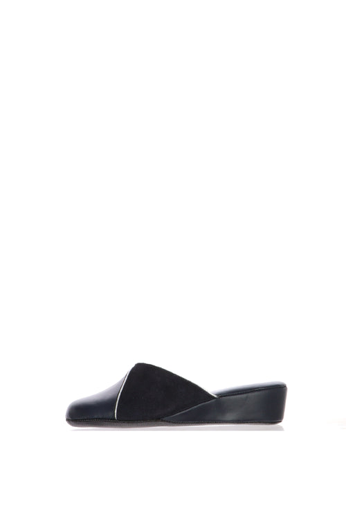 Pantofola scendiletto blu in pelle Cinzia Soft - 1