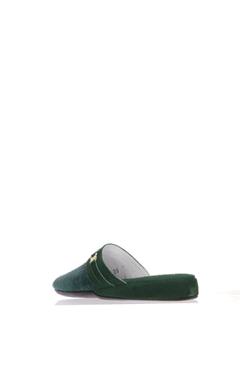 Pantofola scendiletto  in vera pelle testa di moro e verde Cinzia Soft - 4