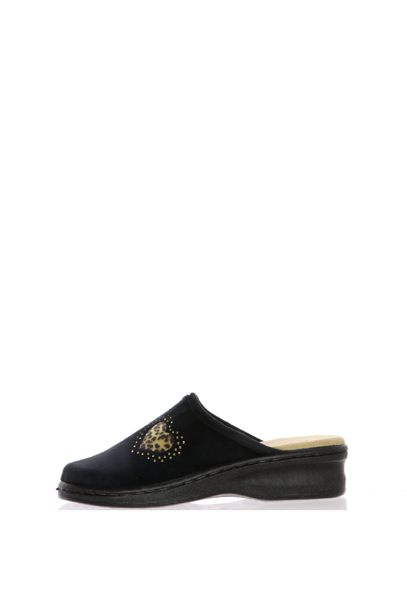 Pntofola beige e nero in panno morbido Cinzia Soft 2