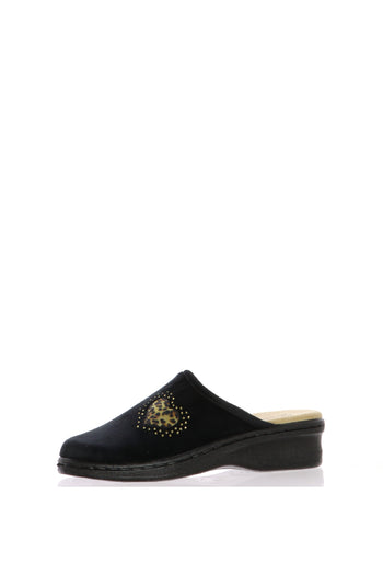 Pntofola beige e nero in panno morbido Cinzia Soft - 4
