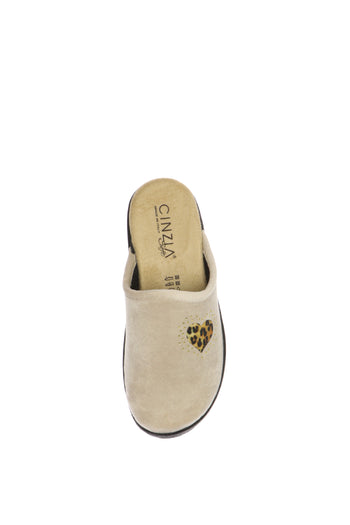 Pntofola beige e nero in panno morbido Cinzia Soft - 7